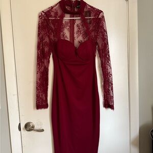 Fashion Nova Burgundy Lace Dress